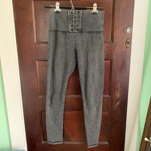 aerie High Waist Lace-Up Gray Leggings